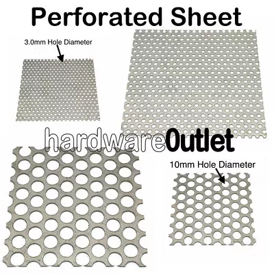 SGS PERFORATED SHEET Metal  3 - 10mm Ø Holes Aluminium Stainless Mild GALV Steel • £54.35