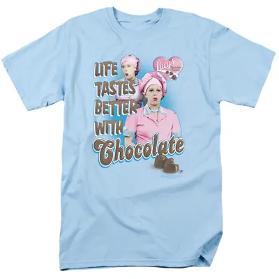 I Love Lucy Better With Chocolate T Shirt Mens Licensed Classic TV Light Blue • $17.49