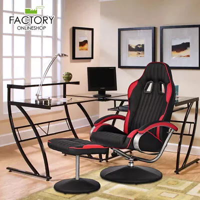 Gaming Office Chair Swivel Racing Recliner Ottoman Computer Desk Stool Leather • $139.96