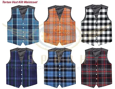 Scottish Clan Tartan Vest 5 Buttons Formal Kilt WAISTCOAT Highland Wedding Vest • $44.85