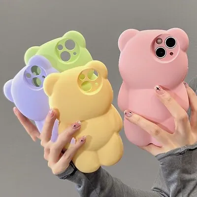 For IPhone 14 Pro Max 13 12 11 XS XR 3D Cute Cool Bear Shockproof TPU Case Cover • $14.95