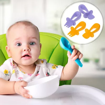  2 Sets Learning Tableware Kid Spoons Kids Baby Toddler Fork • £11.29