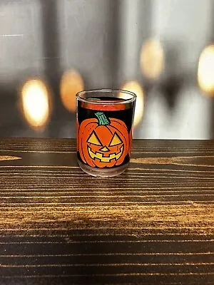 Vintage Halloween Indiana Glass Votive Candle Pumpkin Jack O Lantern • $7