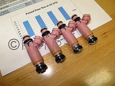 4x STI Pink 870cc Top Feed Fuel Injectors For Subaru: Flow Tested & Cleaned • $255