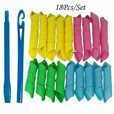 £7.49 • Buy New 18 Pcs Magic Hair Curlers Curly Rollers Styling Set Spiral Ringlet Hairband