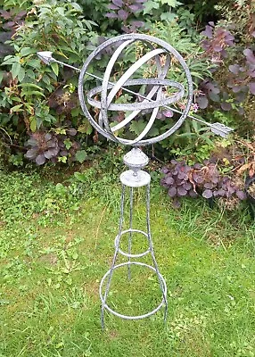 Armillary Sphere Globe Garden Ornament & Decorative Tripod - Pewter Metal • £49.99