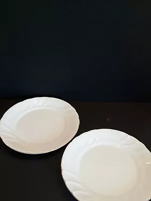 Mikasa Wedding Band Gold Trim L9709 10.5 Inch Dinner Plates Lot Of 2 • $32.95