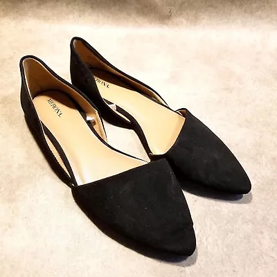 Merona Womens Size 9.5 Black Textile Slip On Pointed Toe D'Orsay Flats • $16.99