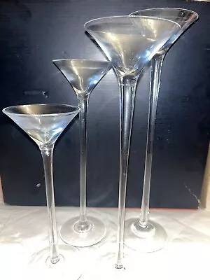 4 - Tall Martini Glass Shaped Vases/Centerpieces 8” 10” 11” & 12” • $14