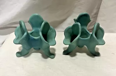 Van Briggle Turquoise Flower Frog/Candle Holder 2 Pieces • $99