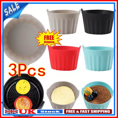 3PCS Air Fryer Egg Poacher Silicone Egg Poaching Cups Easy Silicone Baking Cups • £4.46