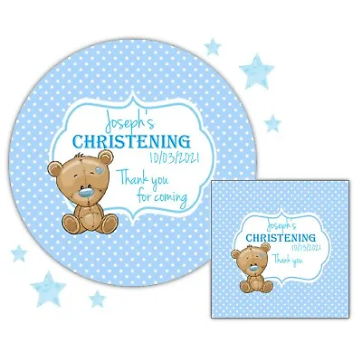 £2.50 • Buy Personalised Christening Stickers Baptism Boys Labels For Party Thank You