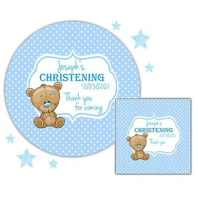 £2.50 • Buy Personalised Christening Stickers Baptism Boys Labels For Party Thank You