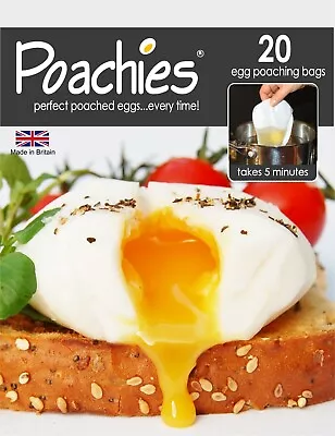 Poachies Egg Poaching Bags (20 Bags) - Egg Poacher - Perfect Poached Eggs • £4.99