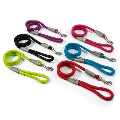 £8.95 • Buy Ancol Rope Dog Lead Strong Viva Nylon Trigger Hook In Black Red Green Blue Pink