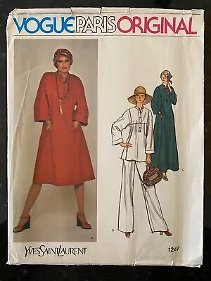 VOGUE Paris Original Yves Saint Laurent Pattern 1247 UNCUT/COMPLETE SZ 12 • $35