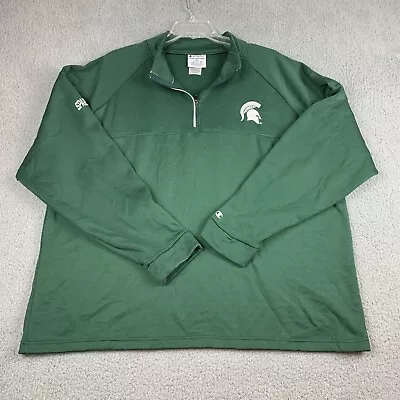 Champion Michigan State Spartans Athleticwear 1/4 Zip Sweatshirt Men's 2XL Green • $18.95