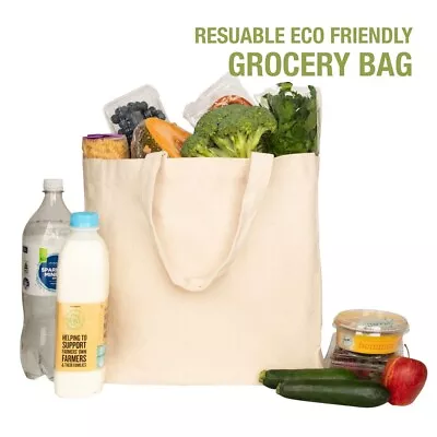 Eco Shopping Bag Cotton Tote Reusable Canvas Large Grocery Shoulder Bag Shopper • $15.49
