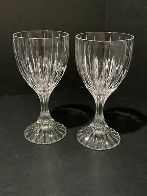 MIKASA PARK LANE Crystal Lot Set Pair Of 2 Wine Glasses Goblets 6.25 6 1/4in • $29.99