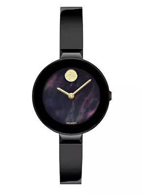 Ladies' Movado Bold® Bangle Champagne Crystal Accent Black IP 500$ • $93