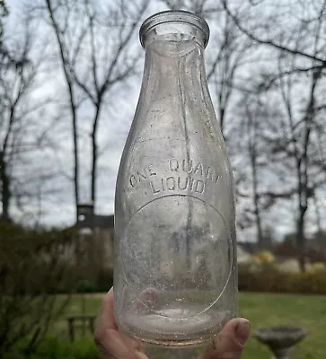 Early Dated 1914 Travis Glass Company West Virginia Slug Plate Quart Milk Bottle • $14.99