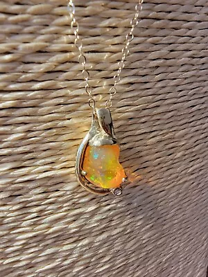 Beautiful Mexican Fire Opal Gold Necklace On 14K Gold. NMO118 • $995.99