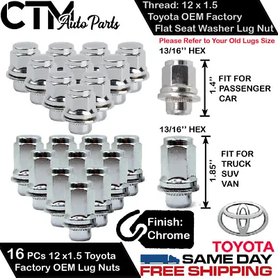 16pcs Toyota Factory Oem Chrome 12x1.5 Mag Seat/flat Seat Lug Nuts • $19.99