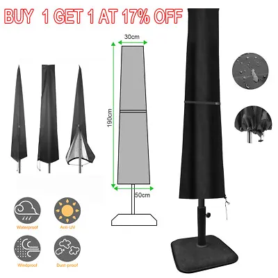 £7.25 • Buy Large Heavy Duty Garden Parasol Cover Patio Umbrella Waterproof Black 1.9 X 0.3m