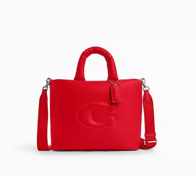 NWT COACH Pillow Smooth Leather Large Tote Handbag CPO95 Bright Poppy NEW🎀NIP • $279