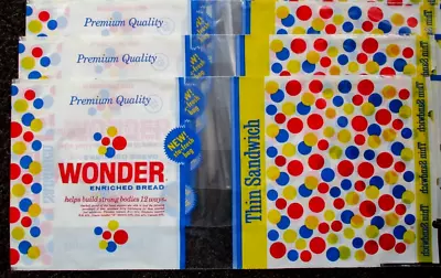 Lot Of 3 Unused 1967 Vintage Wonder Bread Bags Thin Sandwich .37 Movie Prop • $11.50