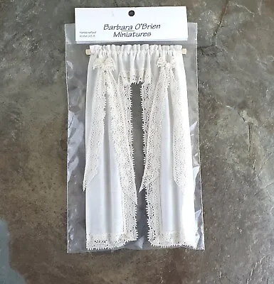 Dollhouse Curtains Fabric & Lace Cream & White Long 1:12 Scale Miniatures • $15.75