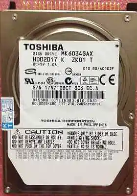 TOSHIBA 60GB 2.5  PATA IDE 5400RPM 80MB MK6034GAX HDD For Laptop Hard Drive  • £11.40