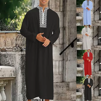 Muslim Men Thobe Robes Caftan Arabic Islamic Clothing Saudi Arabian Kaftan • $21.56