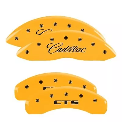 MGP Caliper Covers Set Of 4 Yellow Finish Black Cadillac / CTS • $289