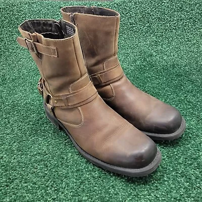 Natha Leather Motorcycle Coach Biker Harness Engineer Boots Mens Size 13 D Brown • $59.95