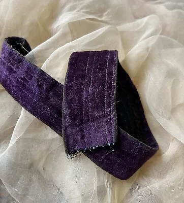 ANTIQUE VICTORIAN SOFT AMETHYST PURPLE SILK VELVET COTTON UNDERSIDE TRIM 19th • $13.90