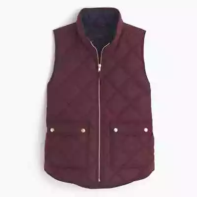 J Crew Quilted Down Excursion Vest  XS Cabernet Burgundy • $24.95