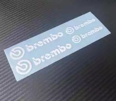 4 Brembo Decals Stickers Vinyl Caliper Brake Gloss White Heat Resistant • $4.99