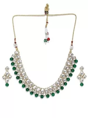 Indian Bollywood Kundan & Pearls Jewellery Set For Women (Green) • $37.95