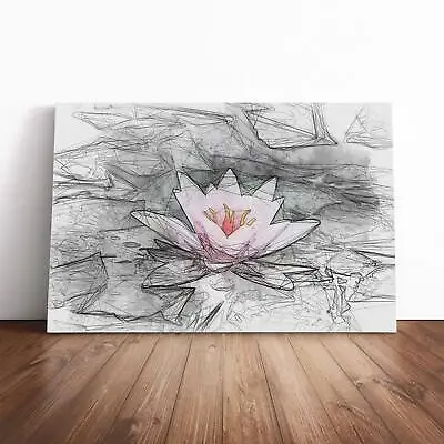 A Pale Pink Water Lily In Abstract Flowers Floral Canvas Wall Art Print Framed • £29.95