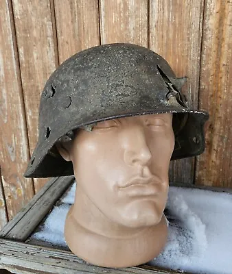 Original German Helmet M42 Headshot Damages Relic Of Battlefield  WW2 Decal • $199.99
