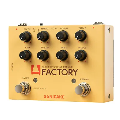 SONICAKE A Factory Acoustic Analog Preamp Digital Reverb XLR Guitar Effect Pedal • £46.99