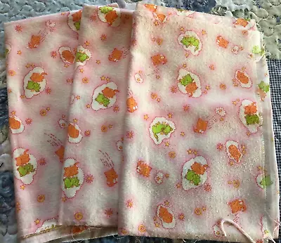 Vintage Flannel Kitty Fabric - Pink Background With Orange & Green Kitties - 70s • $10