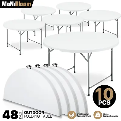 10 Pack White[4 FT FOLDING ROUND TABLE]Home Party Gathering Portable Dining Desk • $1161.99