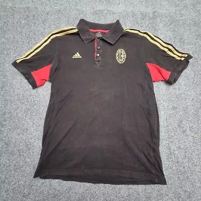 Adidas Shirt Mens MEDIUM Black Modern Polo T Shirt Sport AC MILAN Size M • $7.99