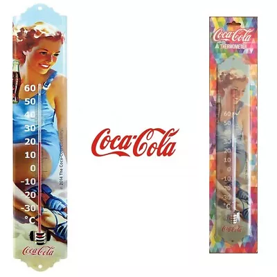 Coca Cola Thermometer Pinup Blue Pin-up Girl Official Coke Sign - Retro - Perth • $34.95