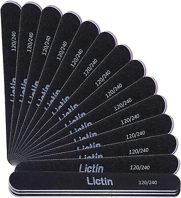 Lictin Pack Of 16 Professional Nail Files Double Sided Emery Board (120/240 Grit • £5.59