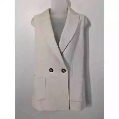 Zara Sleeveless Blazer Vest Long Cream Size XS Extra Small • $35