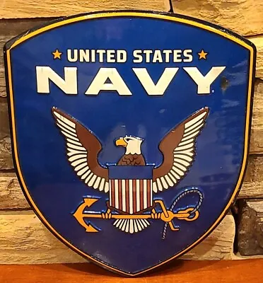 NEW! Vintage Rustic Style US NAVY American Eagle Shield Badge Metal Sign 13 X10  • $27.99