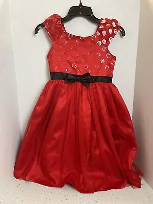 Primary Minnie Mouse Dresses Girl Size 7/8 Red With White Dots • $10